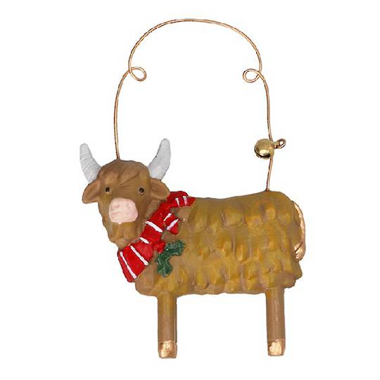 Resin Xmas Rural Animal, Highland Cow 7cm *ETA Nov